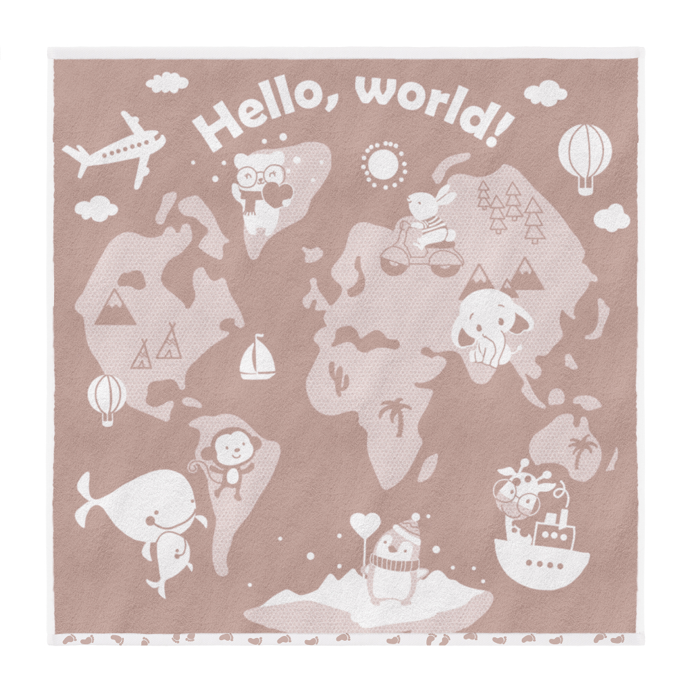 Полотенце детское Облачко МХ42 100/100 Hello. world! Бежевый тауп/белый