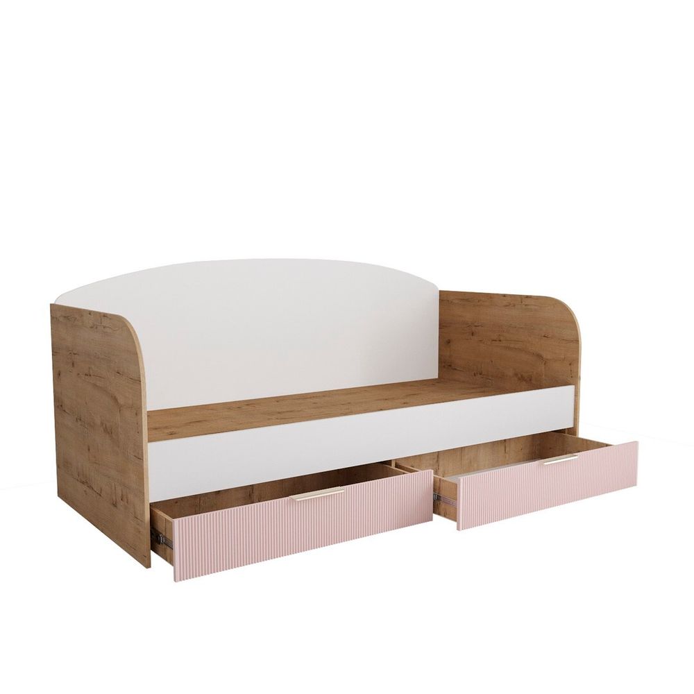 Кровать с ящиками Лавис ДКД 2000.1 (Дуб бунратти/Роза)