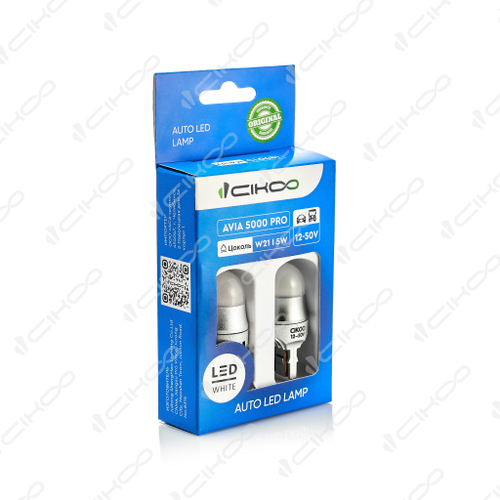 Лампа светодиодная 12V 21/5W без цоколя 2-конт. T20 6 SMD 5000K биполярный 2 шт. Cikoo
