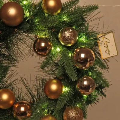 Венок хвойный «Сказочное чудо» d-40 см, ПВХ, литой ПВХ, Шампань