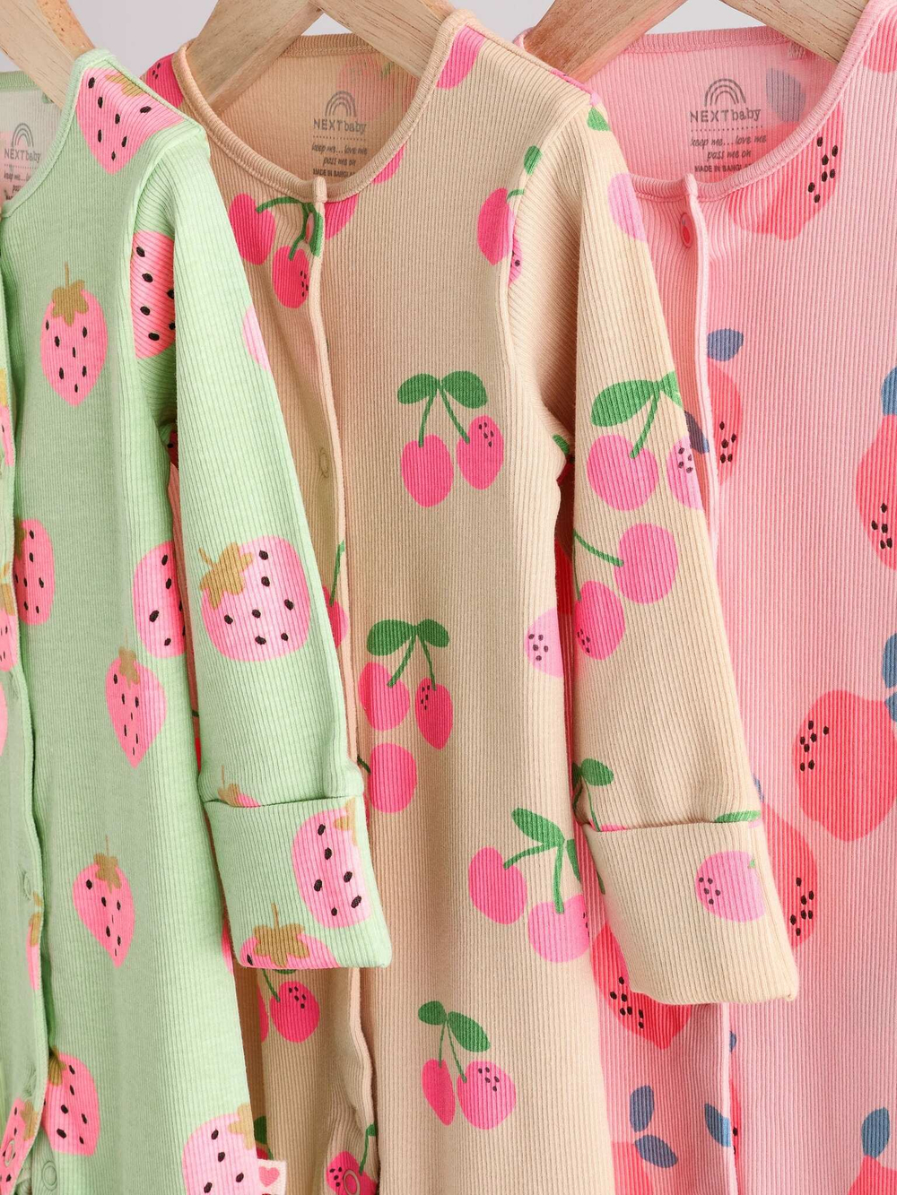 Комбинезон / Cлип для малышей Next E18-347, 3 шт., Светло-зеленый, Бежевый, Розовый