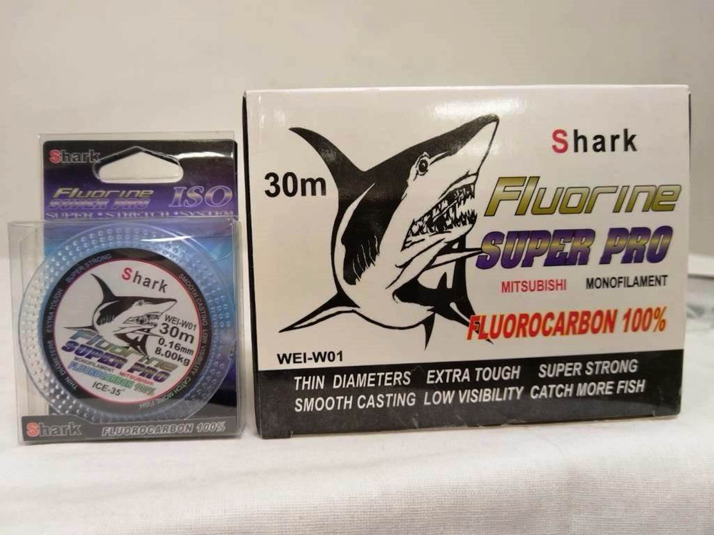 Леска Shark Fluorocarbon 100% d-0.08mm - 30м