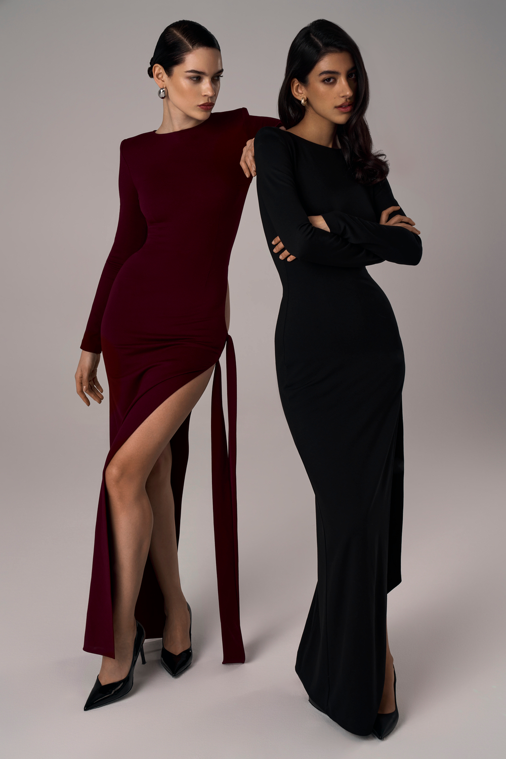 Платье макси с разрезом из джерси