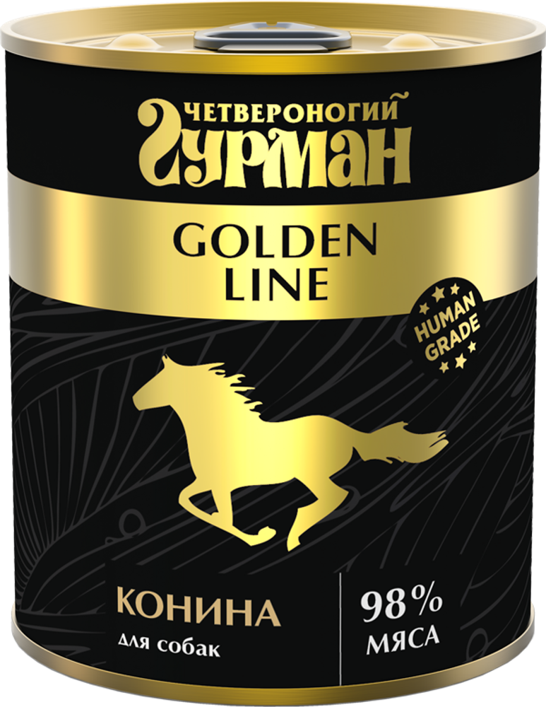 Корм консервированный для собак Четвероногий гурман &quot;Golden line Конина&quot;, 340 г