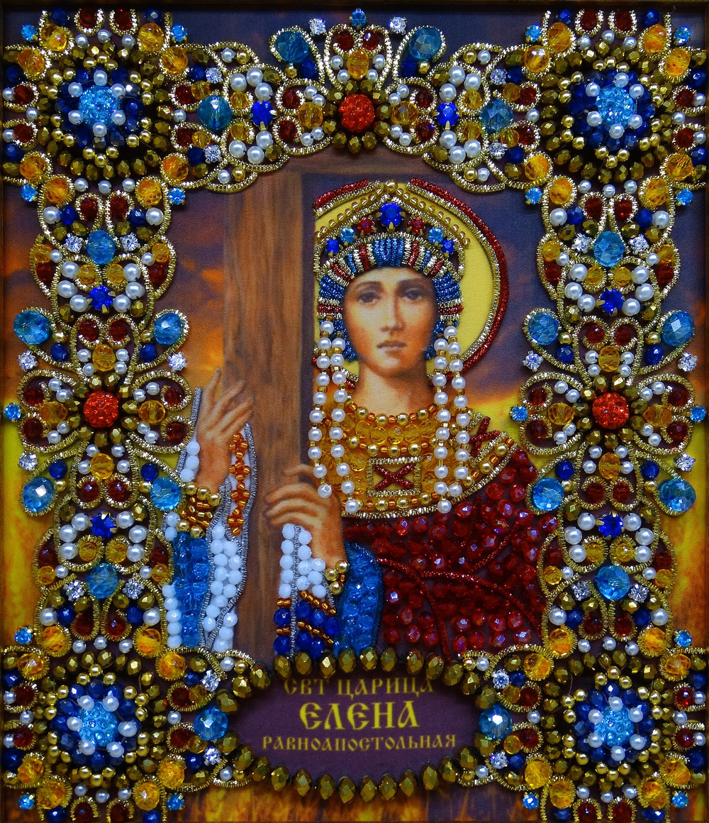 Ткань с нанесенной авторской схемой Святая царица Елена Равноапостольная (+трунцал)