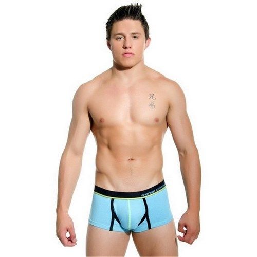 Мужские трусы боксеры голубые Andrew Christian Glow Almost Naked Quirk Boxer хлопок   AC9523