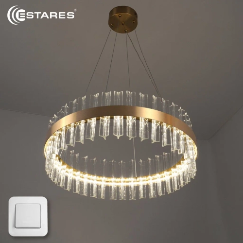 Управляемая светодиодная люстра SOFIA 100W R-ON/OFF-500x1200-GOLD/CLEAR-220-IP20