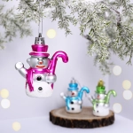 Ёлочные игрушки «Снеговички с посохом» 7,5*6,5см (набор 3шт)