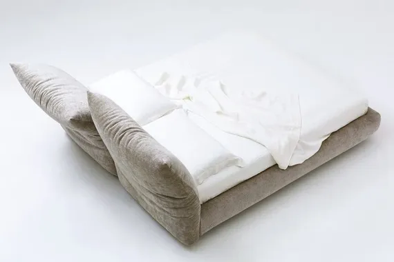 Кровать 6094, 180х200 см, с откидными изголовьями, серый шенилл