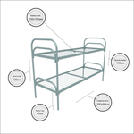 Кровать металлическая двухъярусная "Стандарт +", 80х190 см, сетка 100х100, 1 перемычка