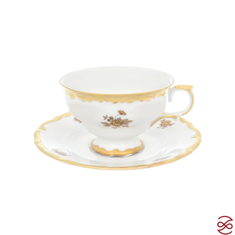 Чайный сервиз Queen's Crown Золотая роза 15 предметов