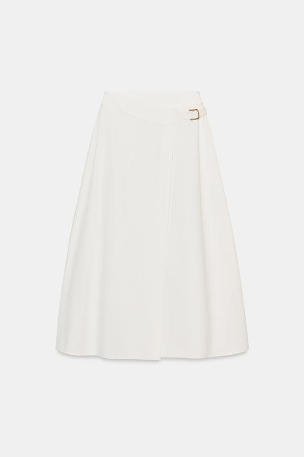 ZARA ЮБКА-ПАРЕО МИДИ С ПРЯЖКОЙ, БЕЛЫЙ