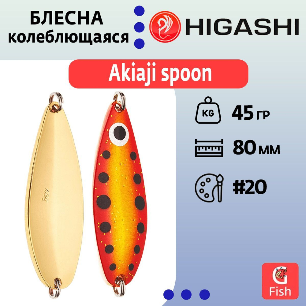 Блесна колеблющаяся HIGASHI Akiaji spoon 45g#19
