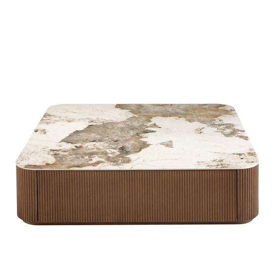 Журнальный столик 2140/CT23067 из ореха и керамики в мраморной отделке