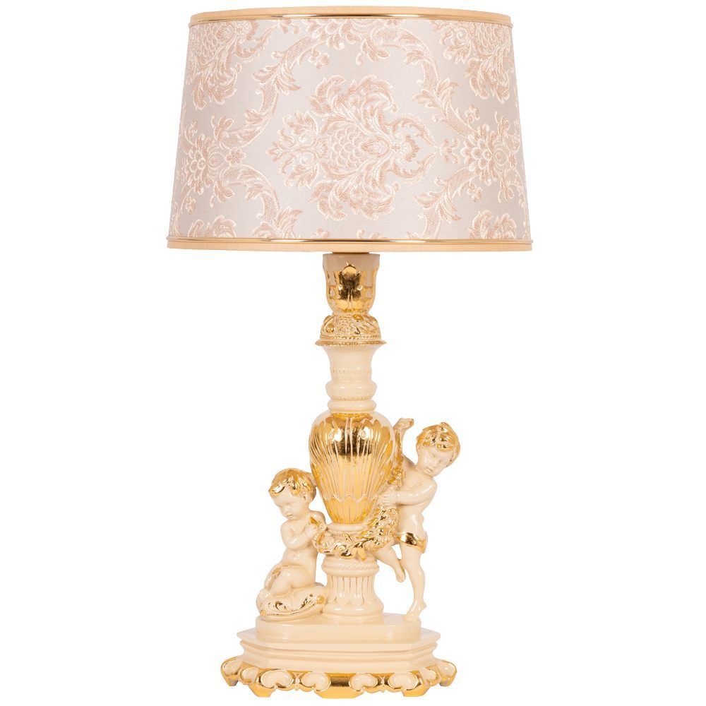 Настольная лампа Путти Айвори с абажуром Тюссо Vatican (Ватикан) Крем