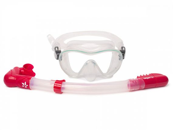 Набор маска+трубка Sargan Агидель прозрачный/темно-красный