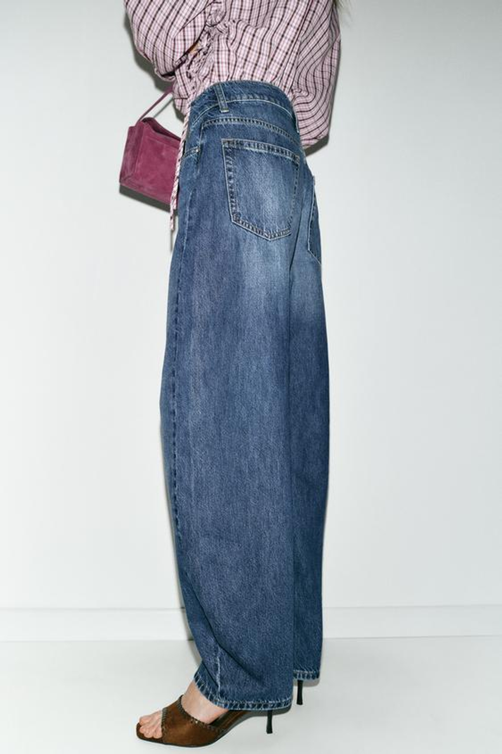 ZARA ДЖИНСЫ Z1975 BARREL С ВЫСОКОЙ ПОСАДКОЙ, ВЫЦВЕТШИЙ СИНИЙ