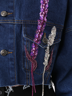 Жакет джинсовый dark blue crop LAVENDER, purple