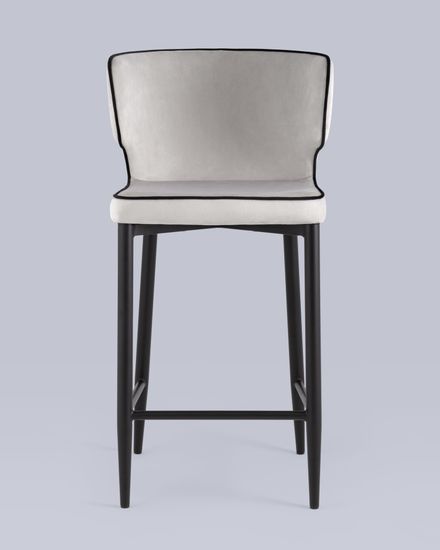 Стул полубарный Матео с кантом велюр светло-серый