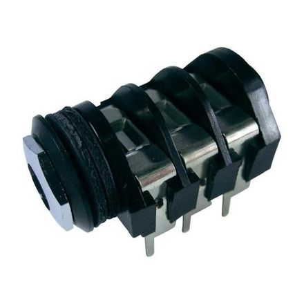 Разъем аудио 6.35мм "гн" стерео пластик на корпус с гайкой (паук)