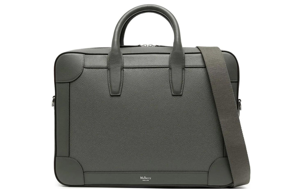 Mulberry Cow Leather Briefcase, Handbag, Laptop Bag Men"s Green