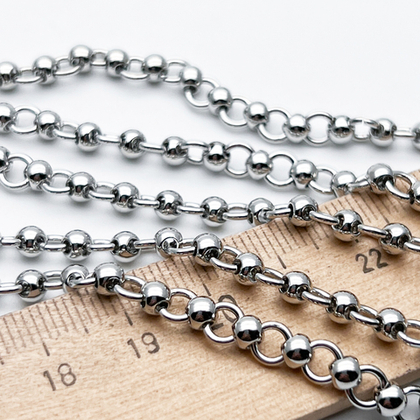 Цепочка, цвет серебро (родий), размер звена 5 и 3,8 мм, цена за отрезок 25 см