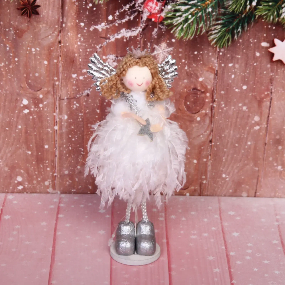 Фигурка новогодняя «Ангел с крыльями» 17 см, белый