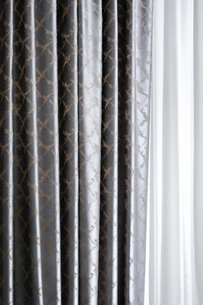 Ткань Портьера 275x260 Garda Decor Trento серая Серый