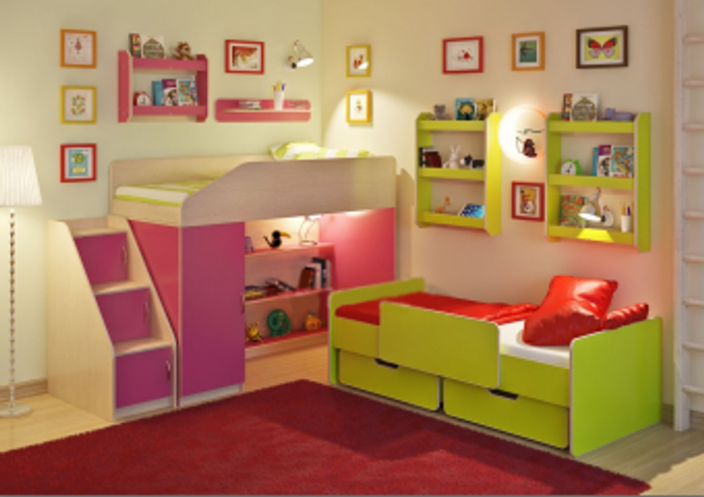 Детская стенка КарИВи Легенда 13  Дуб Молочный Розовый