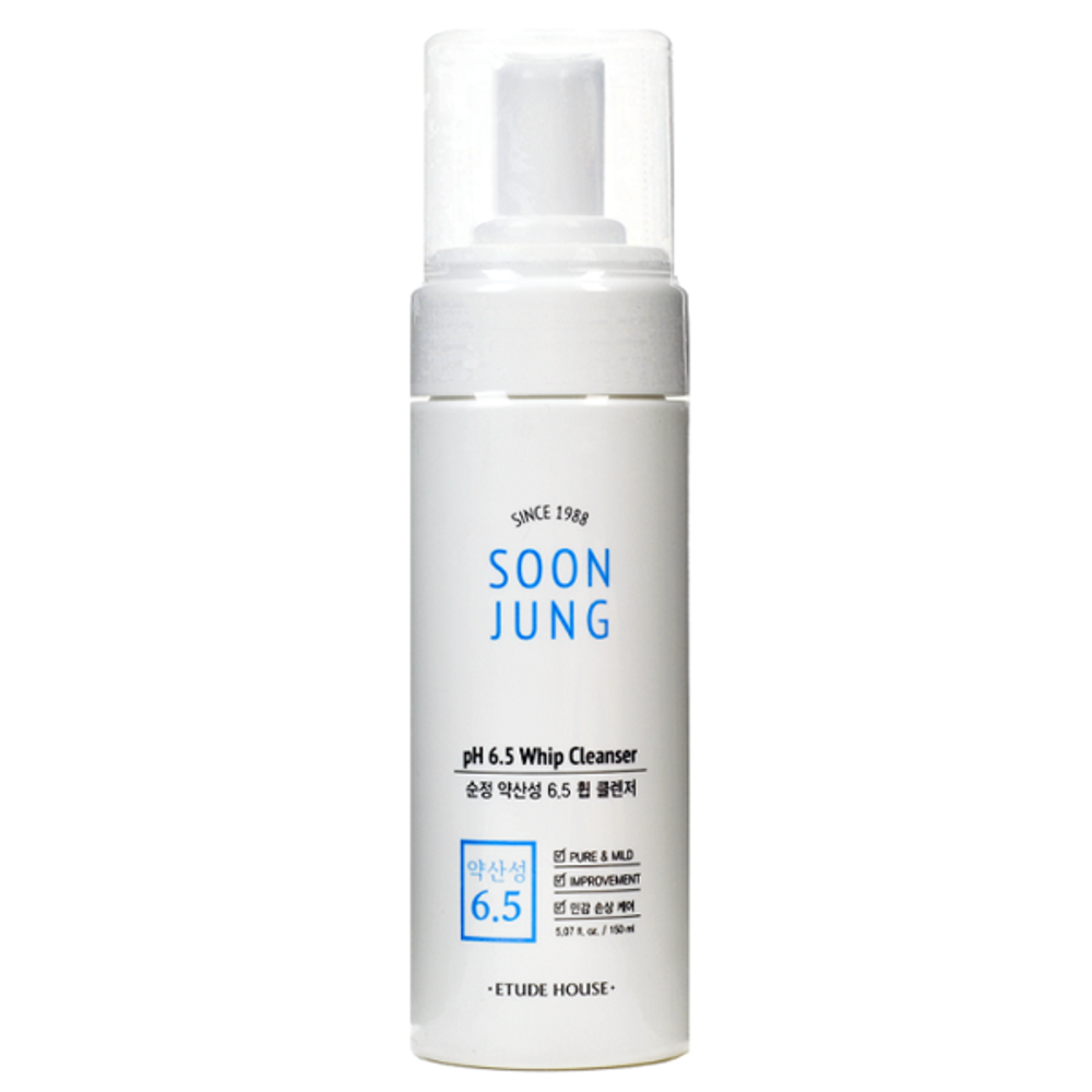 Etude House Soon Jung pH 6.5 Whip Cleanser очищающая пенка-мусс для чувствительной кожи 150мл
