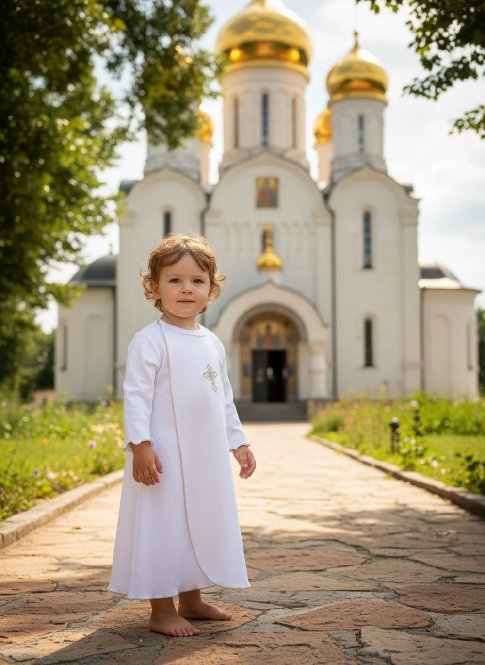 Крестильная рубашка с запахом "Золотой Элемент"