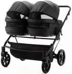 Детская коляска для двойни Adamex Leo Duo Deluxe 2 в 1 DUO-SA2 (ЧЕРНАЯ КОЖА)