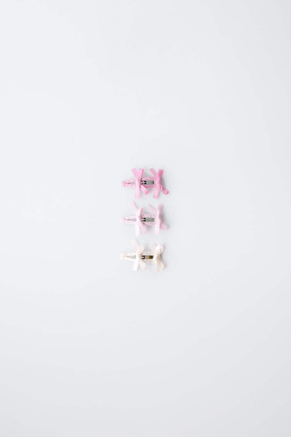 ZARA НАБОР ИЗ 3 ЗАКОЛОК ДЛЯ ВОЛОС С БАНТОМ, РОЗОВЫЙ