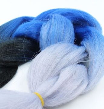 Канекалон 3-цветный 100гр 130см C20 черно синий пепельный