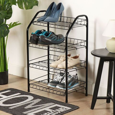 Полка для обуви, мет-л, 4 секц, 46х28х70 см, чер, Nika, ЭТ2/Ч