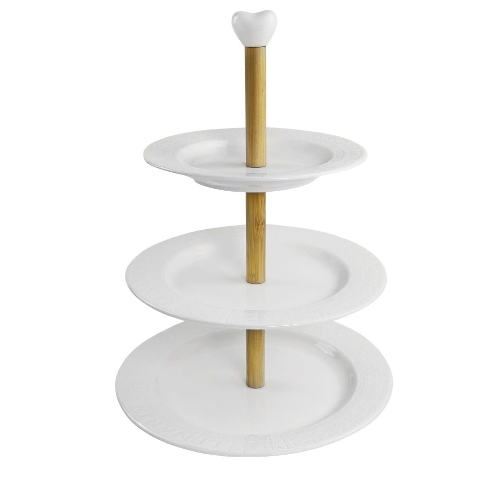 Lenardi 140-135 Трехъярусная этажерка 25,5/23,5/19,5см BAMBOO в под.уп.(х10)Фарфор