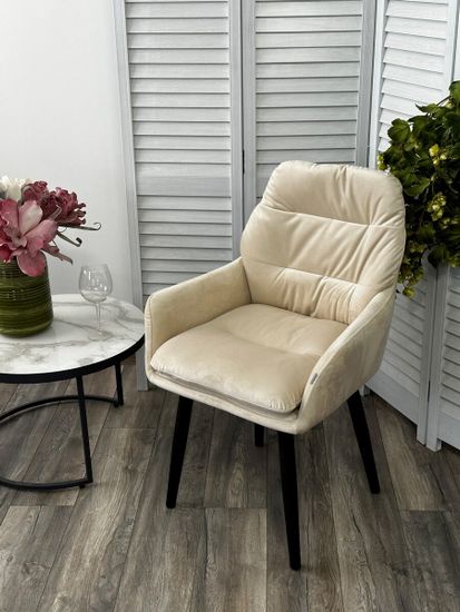 Стул РАЛЬФ ДАНС 360 град. поворотн, ZIZI 002 Бежевый, велюр / Черный каркас