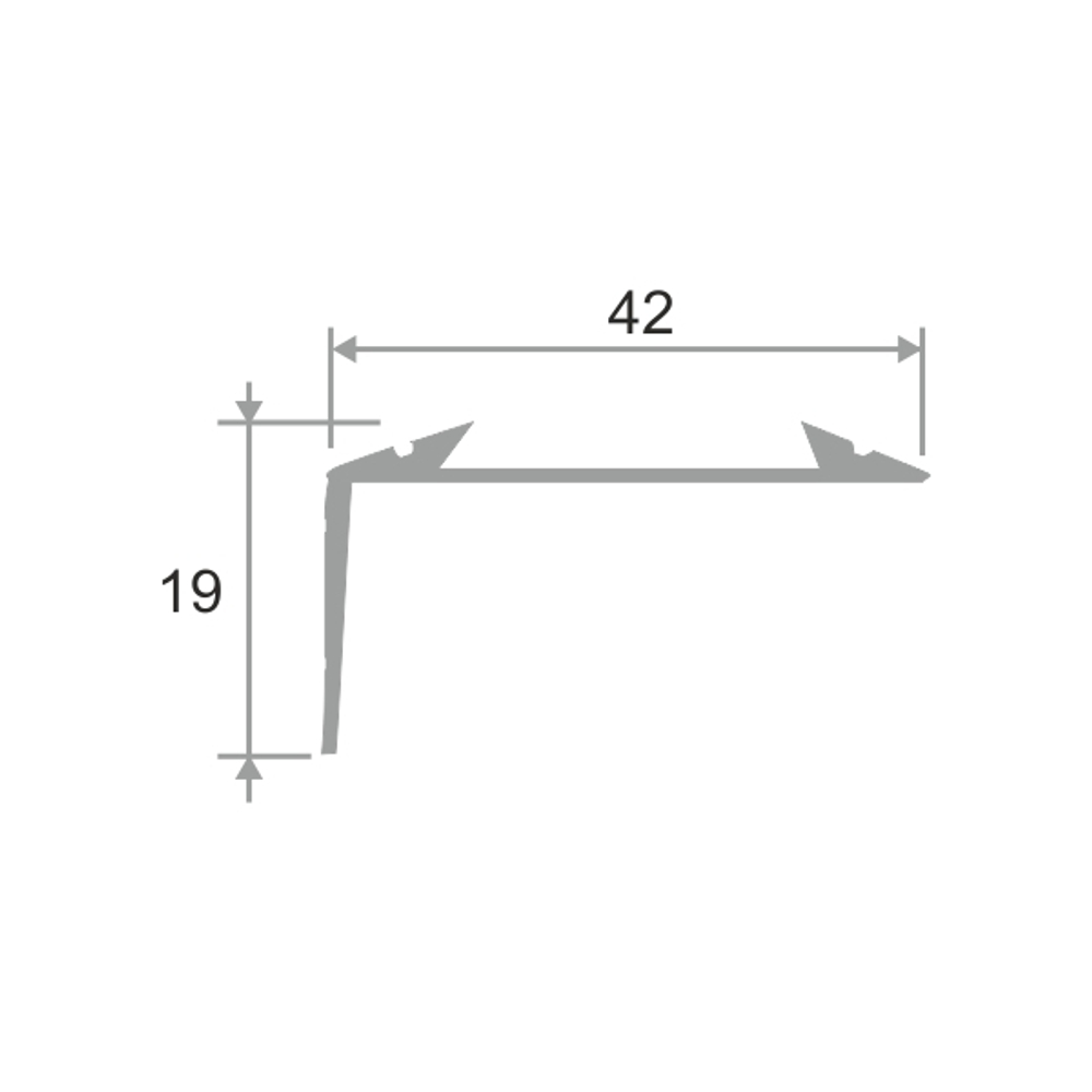 Алюминиевый угловой порог для пола с резиновой вставкой ПО 38х23 (42x19) 2700 мм