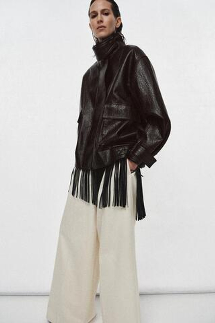 ZARA КУРТКА ИЗ ИСКУССТВЕННОЙ КОЖИ — ZW COLLECTION, КОРИЧНЕВЫЙ