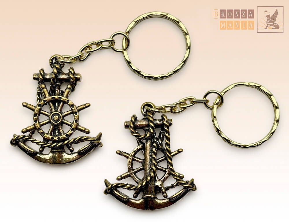 брелок Якорь со штурвалом и канатом