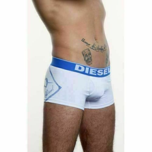 Мужские трусы боксеры DIESEL белые с синей резинкой DIS0049