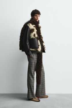 ZARA HARRY LAMBERT X DISNEY КУРТКА ИЗ ИСКУССТВЕННОЙ КОЖИ С КОНТРАСТНОЙ ОТДЕЛКОЙ, КОРИЧНЕВЫЙ