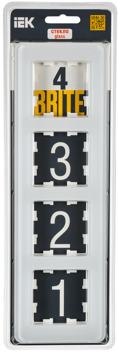 BRITE Рамка 4-местная РУ-4-2-Бр стекло белый RE IEK