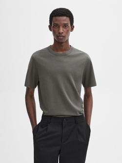 Massimo Dutti Футболка из смесового хлопка, серовато-синий