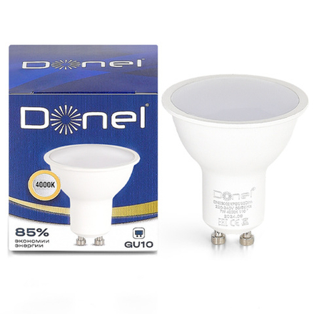 Donel, Светодиодная лампа 7Вт, MR16, 220В, GU10, 4000K, 560Лм, Ra>80, 110°, D50хH55мм, Dim Triac, Се