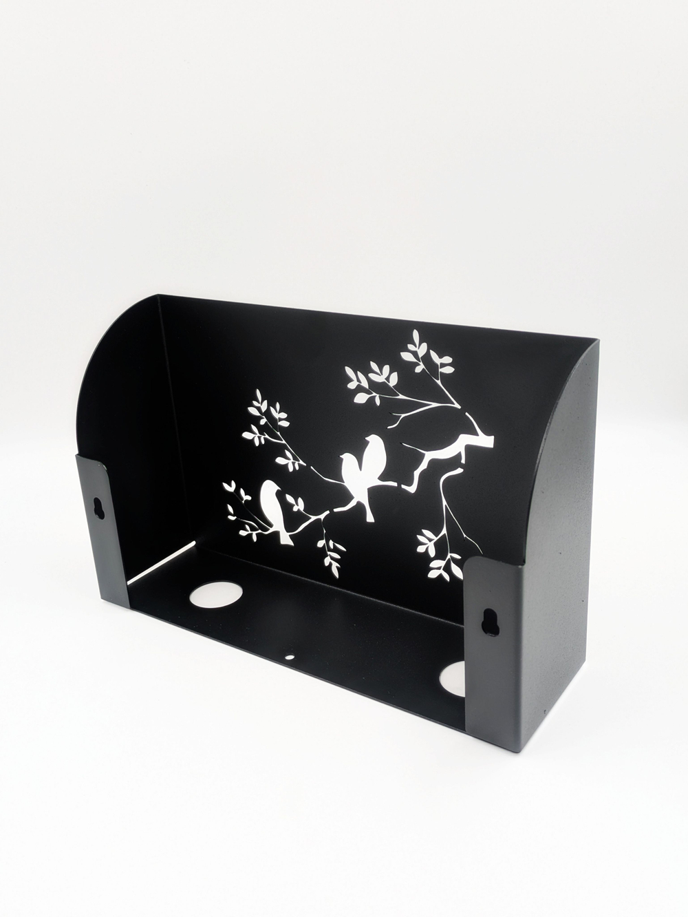 Держатель полка для роутера Птички, цвет черный, 26х16х7см