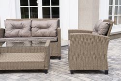 "Филадельфия" лаунж-зона из искусственного ротанга, цвет соломенный, цвет подушек бежевый