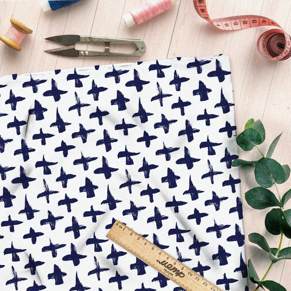 Ткань штапель акварельные крестики