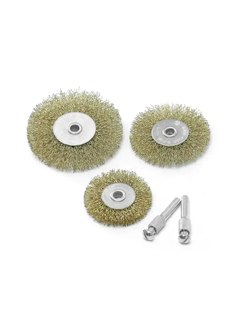 Набор щеток для дрели металлических со шпильками, плоские, латунированные