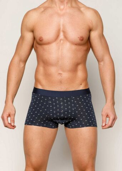 Темно-синие мужские трусы-боксеры с принтом в виде якоря (Размер: XXXL) (Цвет: темно-синий)